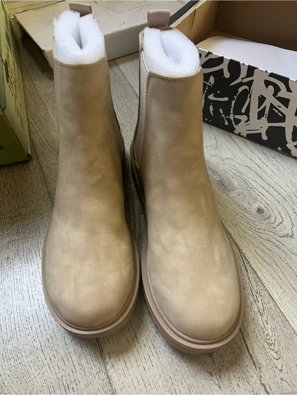 Women's Chelsea Boots in Beige - Classic Slip-On Style soda Sz 10